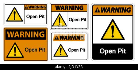 Warnung: Schild „offenes Pit“ auf weißem Hintergrund isolieren, Vektorgrafik EPS.10 Stock Vektor