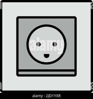 Symbol Für Elektrische Steckdose In Österreich. Editierbare Fett Formatigte Kontur Mit Farbfüllungsdesign. Vektorgrafik. Stock Vektor