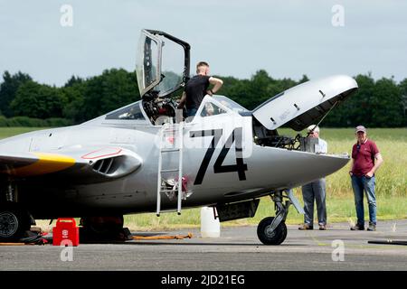 De Havilland D.H.100 Vampire at Wellesbourne Airfield, Warwickshire, UK (WZ507) Stockfoto