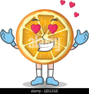 Niedlich Cartoon Slice Orange in Love Flat Vektor Illustration isoliert. Stock Vektor
