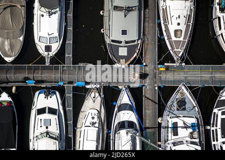 2022-06-17 12:05:47 WESEM - Drohne Foto von Booten und Vergnügen Handwerk in der Marina von Wesem. Es ist an vielen Orten tropisch warm. ANP ROB ENGELAAR netherlands Out - belgium Out Credit: ANP/Alamy Live News Stockfoto