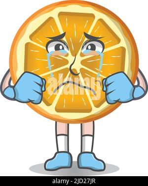 Sammlung von niedlichen Scheibe orange Zeichentrickfigur mit traurigen Ausdrücken. Geeignet für Emoticon, Logo Stock Vektor