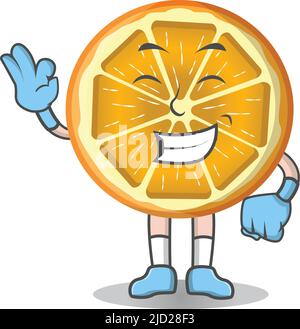 Slice orange Emoticon Cartoon Illustration isoliert auf weißem Charakter Design Vektor Illustration isoliert. Stock Vektor