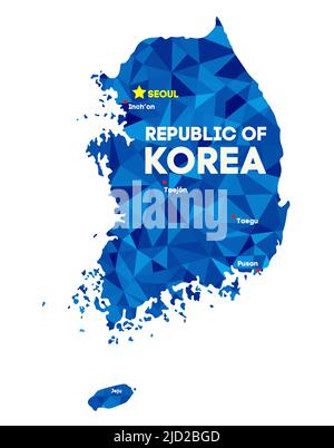 Vektor geometrische polygonale Karte von Südkorea Stock Vektor