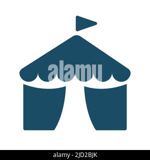 Hochwertige dunkelblaue flache Zirkuszelt-Ikone. Piktogramm, Symbolsatz, Illustration. Nützlich für Websites, Banner, Grußkarten, Apps und Social Media po Stockfoto
