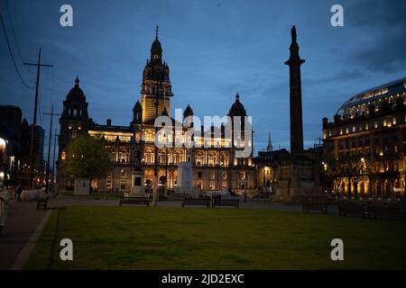 City Chambers am George Square, in Glasgow, Schottland, 11. April 2022. N55 51,695' W4 15,060' Stockfoto