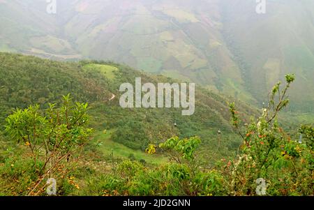 Telecabinas Kuelap Seilbahn-System für den Zugang zu Kuelap alten Festung Komplex in Amazonas Region, Nord-Peru Stockfoto