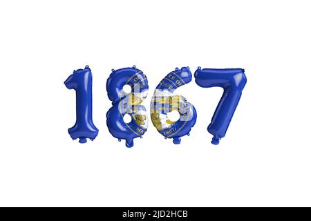 3D Illustration von 1867 Ballon mit nebraska-Flaggenfarben isoliert auf weißem Hintergrund Stockfoto