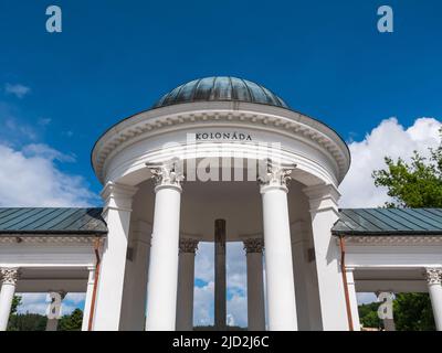 Rudolph und Caroline Spring Colonnade Marianske Lazne, Westböhmen, Tschechische Republik, auch Kolonáda Karolinina a Rudolfova pramene genannt Stockfoto