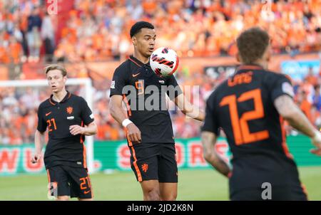 Cody Gakpo der Niederlandewährend des UEFA Nations League-, League A-, Gruppe-4-Spiels zwischen den Niederlanden und Wales am 11. Juni 2022 im Feijenoord De Kuip-Stadion in Rotterdam, Niederlande Foto von SCS/Soenar Chamid/AFLO (HOLLAND OUT) Stockfoto