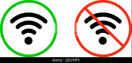 Wi-Fi erlaubt und Wi-Fi verboten. Bearbeitbarer Vektor. Stock Vektor