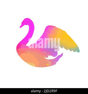 Schöne bunte abstrakte Silhouette eines Schwans. Vektorgrafik Stock Vektor