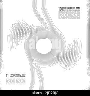 Topografische Karte Kontur Hintergrund. Topo Karte mit Höhenangaben. Konturkarte Vektor. Geographische Welt Topographie Map Grid abstract Vector Illustration. Stock Vektor