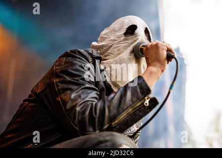 Kopenhagen, Dänemark. 16., Juni 2022. Die dänische Metalband Nyredolk spielt ein Live-Konzert während des dänischen Metalfestivals Copenhell 2022 in Kopenhagen. (Foto: Gonzales Photo - Peter Troest). Stockfoto