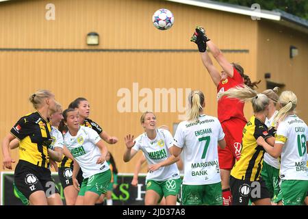 Stockholm, Schweden. 17.. Juni 2022. b'-XMP:Description=Stockholm, Schweden, 17. 2022. Juni:: Anna Tamminen (1 Hammarby) während des Spiels in der Schwedischen Liga OBOS Damallsvenskan am 17. 2022. Juni zwischen Hammarby IF und BK Hacken bei Hammarby IP in Stockholm, Schweden (Peter Sonander/SPP)' Credit: SPP Sport Press Photo. /Alamy Live News Stockfoto