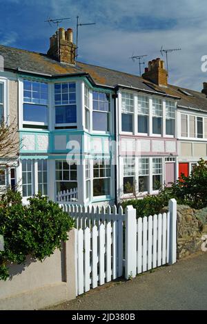 UK, Kent, Whitstable, Neptune Terrace Houses Stockfoto