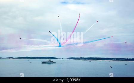 Die roten Pfeile werden auf den Inseln von scilly angezeigt Stockfoto