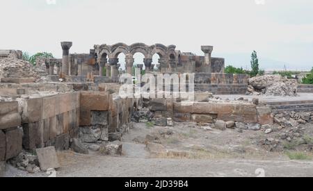 Ruine des siebten Jahrhunderts Zvartnots Kathedrale, Ptghunk, Jerewan, Armenien Stockfoto