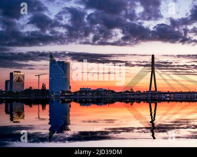 Sonnenuntergang In Riga Stockfoto