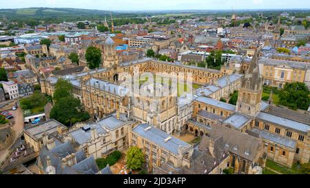 University of Oxford von oben - Christ Church University Luftaufnahme Stockfoto