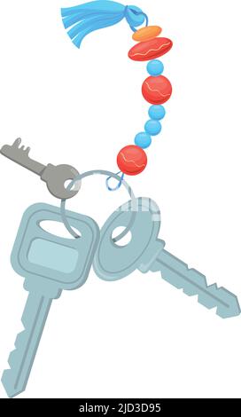Die Schlüssel der Wohnung sind auf dem Ring. Cartoon Metall Schlüsselanhänger auf weißem Hintergrund isoliert Stock Vektor