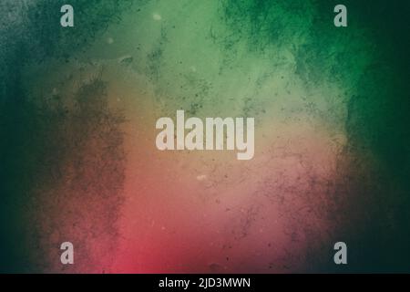 Retro-Foto von rot-grünen unscharfen Hintergrund mit dem Effekt von verblassen und alte Flecken mit Rauschen auf dem Film Stockfoto