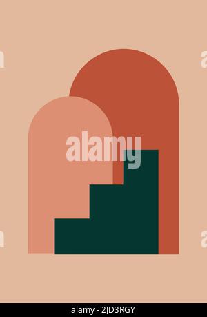 Vektorgrafik. Abstraktes Design mit Kritzeleien und verschiedenen Formen. Moderne Kunst isoliert Vektorgrafiken. Minimalistische geometrische Formen. Boho abstrakt Stock Vektor