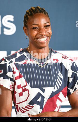 Paris, Frankreich. 17.. Juni 2022. Shaunae Miller-Uibo von Bahamas während der Wanda Diamond League 2022, Meeting de Paris (Leichtathletik) am 17. Juni 2022 im Charlety-Stadion in Paris, Frankreich. Kredit: Victor Joly/Alamy Live Nachrichten Stockfoto