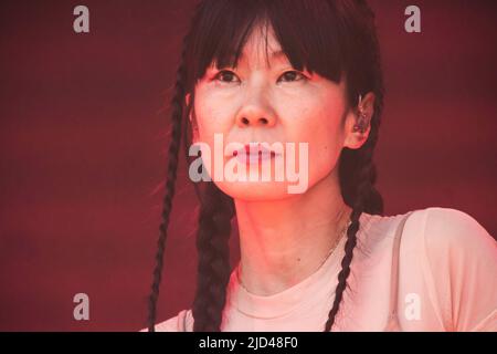 Göteborg, Schweden. 09. August 2018. Toko Yasuda spielt live auf der Bühne des Way Out West Festivals in Slottskogen, Göteborg. Kredit: SOPA Images Limited/Alamy Live Nachrichten Stockfoto