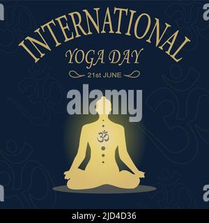 International Yoga Day Vektor Illustration Banner, Broschüre und Poster Design Social Media Stock Vektor