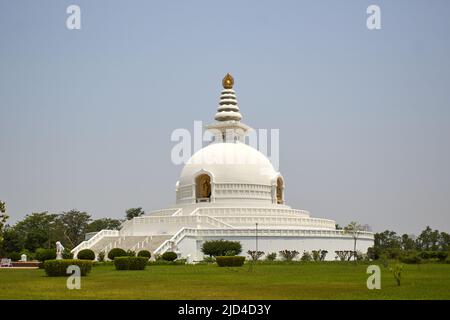 Weltfriedenspagode, Lumbini, Nepal Stockfoto