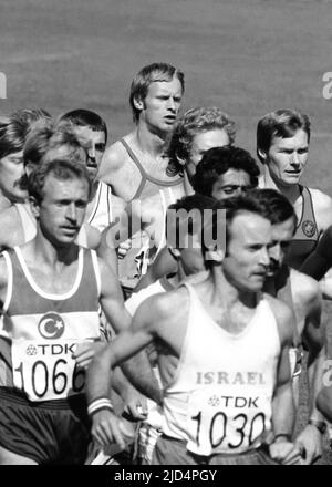 KJELL-ERIK Ståhl Schwedischer Marathonathlet auf dem IAAF-Weltmeister-Schiff in Helsinki Finnland 1983. august Stockfoto