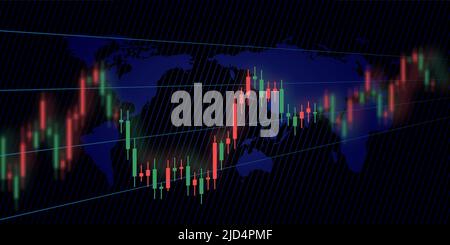 Candlestick-Diagramm für den Aktienmarkt oder den Forex-Handel in grafischem Design für das Finanzinvestitionskonzept Stock Vektor