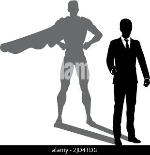 Superheld Business Man Mit Super Hero Shadow Stock Vektor