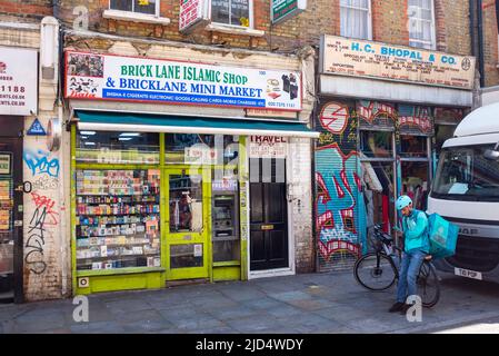 Brick Lane, Spitafields im East End von London, England Großbritannien - Tower Hamlets Borough Stockfoto