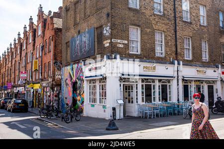 Brick Lane, Spitafields im East End von London, England Großbritannien - Tower Hamlets Borough Stockfoto