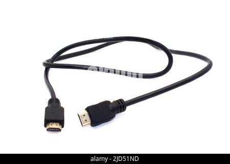 Ein Bild des hdmi-Kabels auf weißem Hintergrund Stockfoto