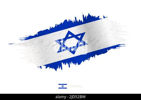 Bemalte Pinselstreichflagge Israels mit wehender Wirkung. Vektorflagge. Stock Vektor