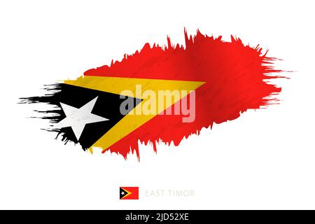 Bemalte Pinselstreichflagge von Osttimor mit wehender Wirkung. Vektorflagge. Stock Vektor