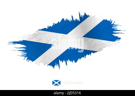 Bemalte Pinselstreichflagge von Schottland mit wehender Wirkung. Vektorflagge. Stock Vektor
