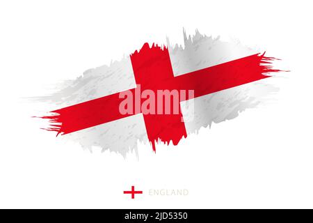 Bemalte Pinselstreichflagge von England mit wehender Wirkung. Vektorflagge. Stock Vektor