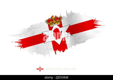 Gemalte Pinselstreichflagge von Nordirland mit Windeffekt. Vektorflagge. Stock Vektor