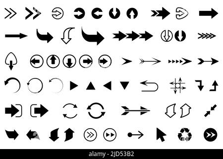 Pfeilsymbol festgelegt. Moderne einfache Pfeile Kollektion. Flache Vektorgrafik Stock Vektor