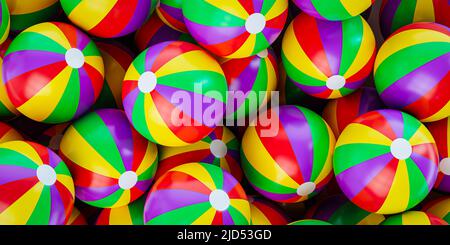 Kugeln von Regenbogenfarbe Hintergrund abstrakte Komposition mit bunten. 3D Darstellung rendern Stockfoto