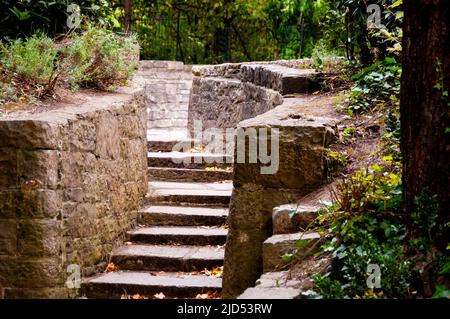 Gehweg an der St. Stephens Green in Dublin, Irland. Stockfoto
