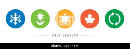 Four Seasons Winter Spring Summe Fall Icon Set Stock Vektor