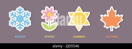 Four Seasons Winter Spring Summe Fall Icon Set Stock Vektor