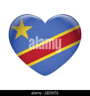 DR Kongo Flaggensymbol isoliert auf weißem Hintergrund. DR Kongo-Flagge. Flaggensymbol glänzend. Stock Vektor