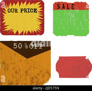 Set von leeren grungy Kleber Preis Aufkleber, ripped Rabatt Aufkleber mit freien Kopieplatz, Vektor Stock Vektor