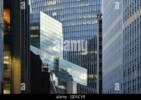 Moderne Architektur Wahrzeichen Fassade Detail, City of London UK. Stockfoto